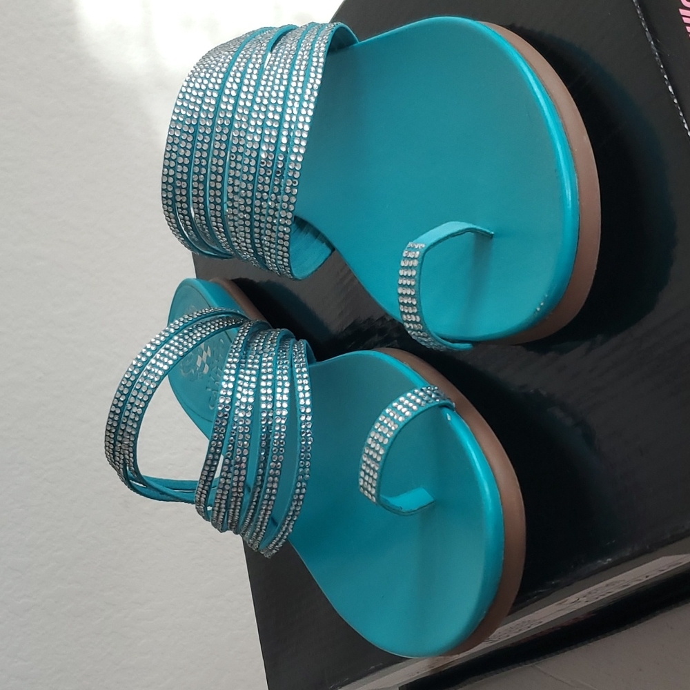 Vince Camuto Teal Sparkle Sandals (9)